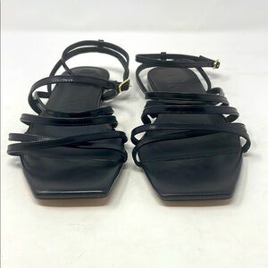 J. Crew Black Strappy Square Toe Sandals Size 9.5 Like New Condition